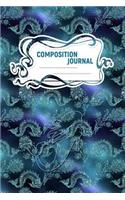 Composition Journal: A 6x9 Inch Matte Softcover Paperback Notebook Journal With 120 Blank Lined Pages - Cursive Paper-Purple Blue Mermaids Tails