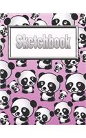 Sketchbook: Silly Cute Panda Bears Sketchbook & Art Notebook - Large Blank Sketchbook: 100 Pages - 8.5"x11" Blank Drawing Book & Sketching Journal Notepad