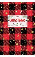 Christmas List: Red and Black Lumberjack Buffalo Plaid and Faux Glitter Journal, Lined Pages and Checklist Boxes to Organize Your Holiday Shopping List, Gift List a