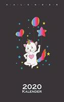 bunte Einhornkatze mit Herz Kalender 2020: Jahreskalender für Katzen- und Tierfreunde