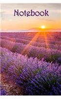 Notebook: Lavender Field Sunrise - Bespoke, personalised notebook. Contact us if you would like your own image or text on a book