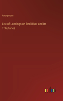 List of Landings on Red River and Its Tributaries