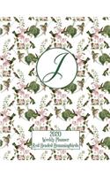 2020 Weekly Planner - Red Headed Hummingbirds - Personalized Letter J - 14 Month Large Print