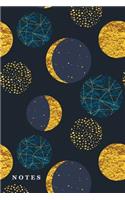 Notes: Lined Notebook Journal - 120 Pages - Golden Astronomy Lunar Moon(2 Astronomy Notebooks)