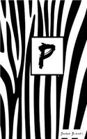 P: Personalized Initial Journal/Notebook/Diary - Zebra Print