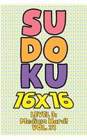 Sudoku 16 x 16 Level 3: Medium Hard! Vol. 31: Play 16x16 Grid Sudoku Medium Hard Level Volume 1-40 Solve Number Puzzles Become A Sudoku Expert On The Road Paper Logic Games