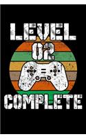 Level 02 Complete: 2nd Birthday Blank Lined Notebook - 6"x9", 120 Page Lined Gamer Birthday Journal