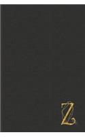 Z: Professional Personalized Gold Initial Z, Office or Home Journal with Dark Faux Leather-look Printed Cover