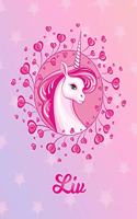 Liv: Unicorn Large Blank Primary Sketchbook Paper - Pink Purple Magical Horse Personalized Letter L Initial Custom First Name Cover - Drawing Sketch Book