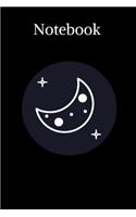 Notebook: Half Moon and Stars.Simple design Notebook/Journal to write daily thoughts, lists.A perfect gift for anyone.