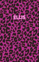 Ellis: Personalized Pink Leopard Print Notebook (Animal Skin Pattern). College Ruled (Lined) Journal for Notes, Diary, Journaling. Wild Cat Theme Design wi