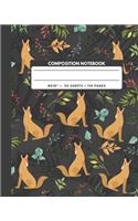 Composition Notebook: Coyote Wolf - Animals Exercise Book Journal, Back To School Gifts For Teens Girls Boys Kids Friends Students 8x10" 110 Pages(7 Animals Composition Notebook)