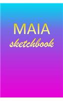 Maia: Sketchbook - Blank Imaginative Sketch Book Paper - Pink Blue Gold Custom Letter M Personalized Cover - Teach & Practice Drawing for Experienced & As