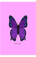 Daily Diary: Purple Butterfly Draw And Write Notebook Gift For Girls
