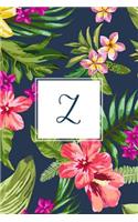 Z: Tropical Floral, 150 Pages, 6" x 9"(Gifts for Women, Teenagers, Girls, Moms, Students & Teachers or Portable Blank Lined Monogram Initia)