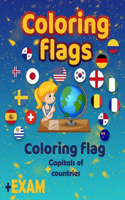Coloring flags: World Flags Coloring flags for 26 countries and the name of the capitals with color guides to help +exam coloring book