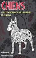 Livre de coloriage pour marqueurs et crayons - Gros caractères - Animaux - Chiens