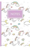 Notes: A Whimsical Sketch-style Unicorn, Cupcakes and Doodle Rainbows Notebook