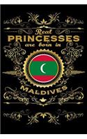 Real Princesses Are Born in Maldives: 6 X 9 Inch Bulleted Dot Grid Journal Notebook for Students, School, as Diary Bullets