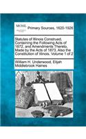 Statutes of Illinois Construed, Containing the Following Acts of 1872, and Amendments Thereto, Made by the Acts of 1873, Also the Constitution of Illinois. Volume 1 of 2