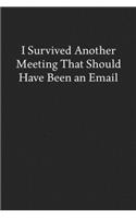 I Survived Another Meeting That Should Have Been an Email: Blank Funny Lined Journal - Black Sarcastic Notebook