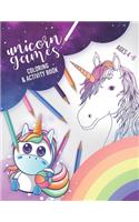 Unicorn Games: Unicorn Coloring and Activity Book for Ages 4-8