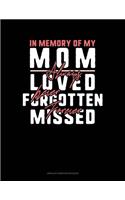 In Memory Of My Mom Always Loved Never Forgotten Forever Missed: Unruled Composition Book(1089 Unruled Composition Book)
