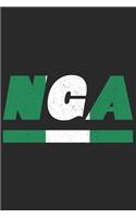 Nga: Nigeria Notizbuch mit blanko 120 Seiten in weiß. Notizheft mit der nigerianischen Flagge