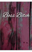Boss Bitch Notebook: Lined Journal, 120 Pages, 6 x 9, Gag Gift for Women Boss Journal, Pink Fence Matte Finish