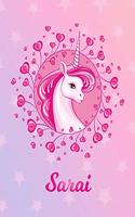 Sarai: Unicorn Large Blank Primary Sketchbook Paper - Pink Purple Magical Horse Personalized Letter S Initial Custom First Name Cover - Drawing Sketch Book