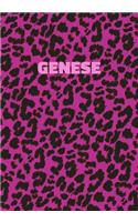 Genese: Personalized Pink Leopard Print Notebook (Animal Skin Pattern). College Ruled (Lined) Journal for Notes, Diary, Journaling. Wild Cat Theme Design wi