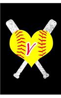 V Monogram Initial Softball Journal