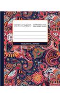 Wide Ruled Composition Book - Paisley Collection: Colorful Art Print Patterns Make This Student or Teacher Blank Journal a Beautiful Addition to Home School or Office