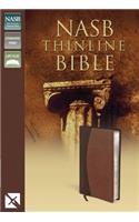 NASB, Thinline Bible, Leathersoft, Brown, Red Letter Edition