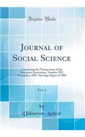 Journal of Social Science, Vol. 1: Containing the Transactions of the American Association, Number XIV, November, 1881, Saratoga Papers of 1881 (Classic Reprint)