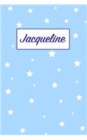 Jacqueline: First Name Personalized Notebook. College Ruled Journal. Pastel Pink Writing Diary with Stars Pattern for Girls and Women