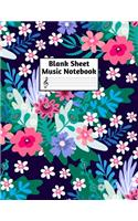 Blank Sheet Music Notebook: Easy Blank Staff Manuscript Book Large 8.5 X 11 Inches Musician Paper Wide 12 Staves Per Page for Piano, Flute, Violin, Guitar, Trumpet, Drums, Cell