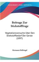 Beitrage Zur Stickstofffrage