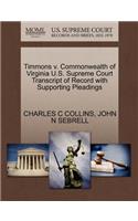 Timmons V. Commonwealth of Virginia U.S. Supreme Court Transcript of Record with Supporting Pleadings