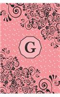 G: Initial Monogram Letter G 6x9 Pink Personalized Dot Grid Journal for Women and Girls