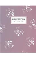 Composition Notebook: Blank Lined Notebook for School/Homework College Ruled Mauve and White Swirl Pattern