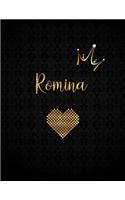 Romina: Black Personalized Lined Journal with Inspirational Quotes