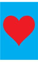 Blank Notebook - 100 Pages - Red Heart on Cyan