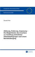 Abloesung, Aenderung, Anpassung - Die Moeglichkeiten des Erwerbers zur Schaffung einheitlicher Arbeitsbedingungen nach einem Betriebsuebergang: (5633 Europäische Hochschulschriften Recht)