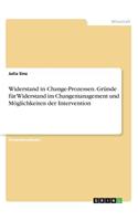 Widerstand in Change-Prozessen. Gründe für Widerstand im Changemanagement und Möglichkeiten der Intervention