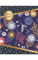 2019 - 2020: Modern Lush Floral Cover in Deep Blue - Weekly Planner / Organizer with Gratitude Section, Habit & Mood Tracker - Combine Productivity and Mindfulne