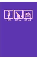 A Girl Her Dog Her Jeep: Jeep Lined Line Purple Notebook / Journal Gift (6 x 9 - 120 pages)