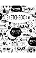 Sketchbook: Cute Cat Sketchbook for Girls: 110 Pages of 8.5 x 11 Blank Paper for Drawing, Sketching and Doodling (Sketchbook for Kids)