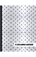 6 Column Ledger: Accounting Book for Bookkeeping and Expense Tracking - 120 Pages, 8.5 x 11 - White Leather Print Cover