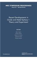 Recent Developments in Oxide and Metal Epitaxy Theory and Experiment: Volume 619